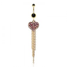 Golden Leopard Heart Tassel Belly Button Ring