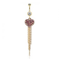 Golden Leopard Heart Tassel Belly Button Ring