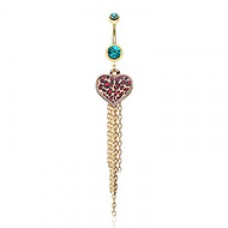 Golden Leopard Heart Tassel Belly Button Ring