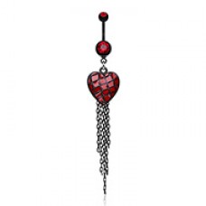 Blackline Red Heart Chain Tassel Belly Button Ring