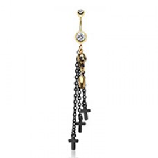 Skull Bullet Cross Belly Button Ring