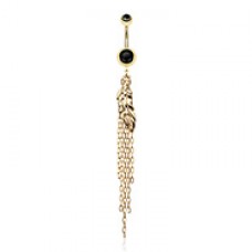 Golden Leaf Tassel Belly Button Ring