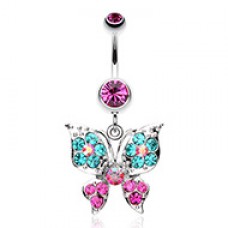 Luminous Butterfly Glam Belly Button Ring