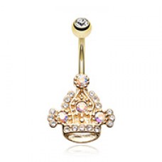 Royal Majesty Crown Belly Button Ring