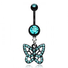Blackline Butterfly Belly Button Ring