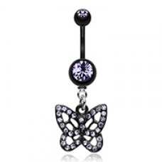 Blackline Butterfly Belly Button Ring