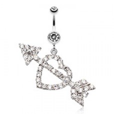Jeweled Heart Arrow Belly Button Ring