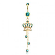 Golden Juicy Crown Sparkle Belly Button Ring