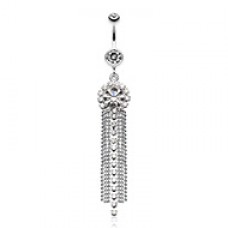Chandelier Bead Chain Sparkle Belly Button Ring