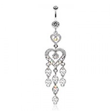 Heart Chandelier Belly Button Ring