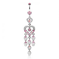 Heart Chandelier Belly Button Ring