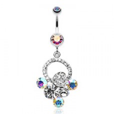 Treasure Cluster Heart Belly Button Ring 