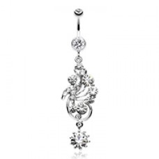 Elegant Journey Vine Swirl Belly Button Ring