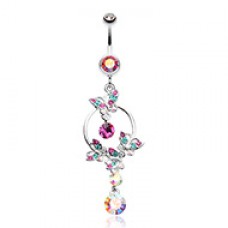 Glistening Butterfly Garden Belly Button Ring