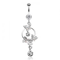 Glistening Butterfly Garden Belly Button Ring