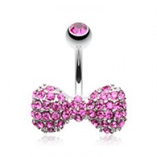 Multi Gem Sparkle Bow-Tie Belly Button Ring