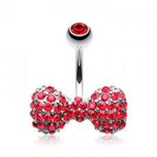 Multi Gem Sparkle Bow-Tie Belly Button Ring