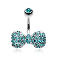 Multi Gem Sparkle Bow-Tie Belly Button Ring
