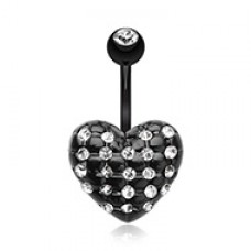 Blackline Multi-Gem Puffy Heart Belly Button Ring 
