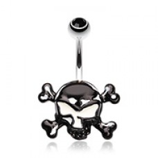 Steel Cross Bones Belly Button Ring