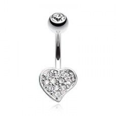 Simple Multi-Gem Heart Belly Button Ring