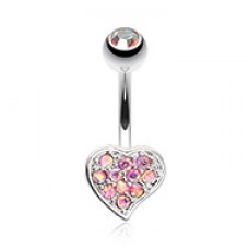 Simple Multi-Gem Heart Belly Button Ring
