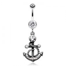 Antique Finish Classy Anchor Belly Button Ring