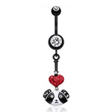 Adorable Heart Panda Belly Button Ring