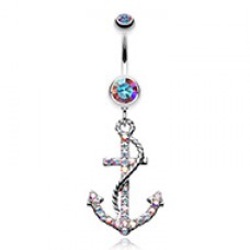 Glistening Gem Anchor Dock Belly Button Ring