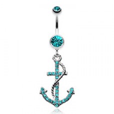 Glistening Gem Anchor Dock Belly Button Ring