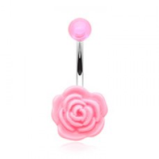Simple Rose Bloom Belly Button Ring 