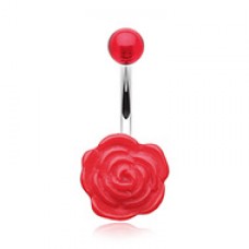 Simple Rose Bloom Belly Button Ring 