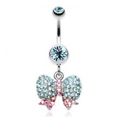 Lovely Sparkle Bow-Tie Belly Button Ring 