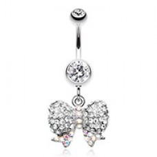 Lovely Sparkle Bow-Tie Belly Button Ring 