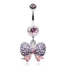 Lovely Sparkle Bow-Tie Belly Button Ring 
