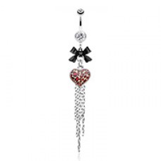 Leopard Heart Bow-Tie Belly Button Ring 