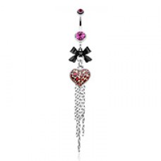 Leopard Heart Bow-Tie Belly Button Ring 