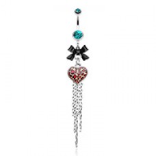 Leopard Heart Bow-Tie Belly Button Ring 