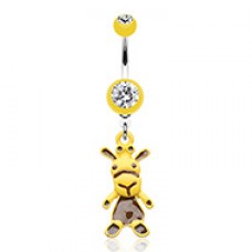 Yellow Giraffe Belly Button Ring 