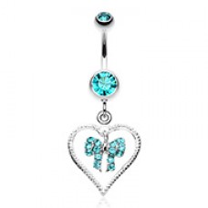 Glam Bow-Tie in Heart Belly Button Ring