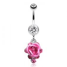 Rose Gems Cluster Belly Button Ring 