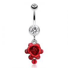 Rose Gems Cluster Belly Button Ring 