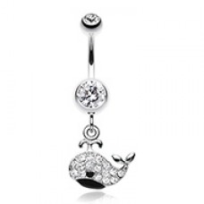 Adorable Whale Multi-Gem Belly Button Ring