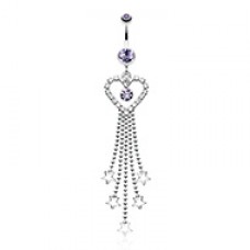 Heart Crystalline Star Falls Belly Button Ring 