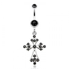 Shimmering Cross Belly Button Ring