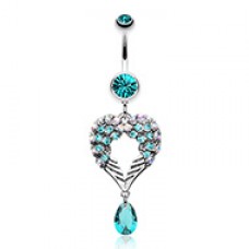 Heart Wings Crystalline Belly Button Ring 