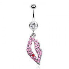 Sexy Lips Multi-Gem Dangle Belly Button Ring