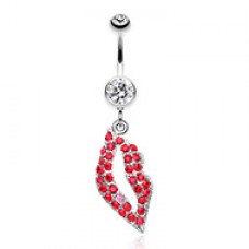 Sexy Lips Multi-Gem Dangle Belly Button Ring