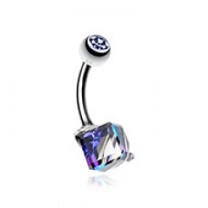 Prism Cube Belly Button Ring 