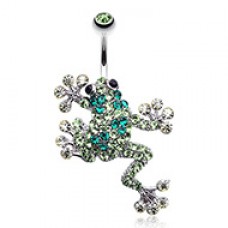 Sparkle Leaping Frog Belly Button Ring 